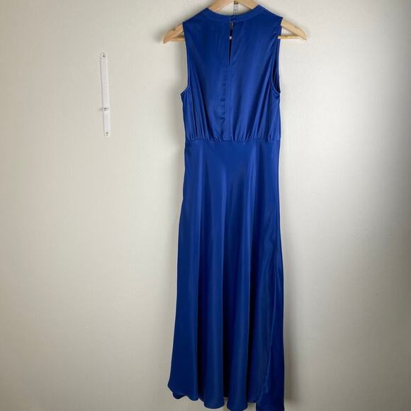 NWT Boden Bias Cut Midi Dress Size 6 Sea Blue Satin Occasion Guest Minimalist - Picture 8 of 15
